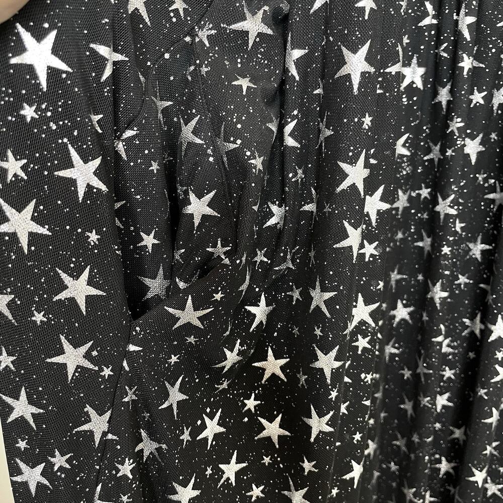 Cosmic Aura Star Silver Foil Mesh Tiered Maxi Dress Womens Plus 4X Whimsigoth 4 - Picture 10 of 11